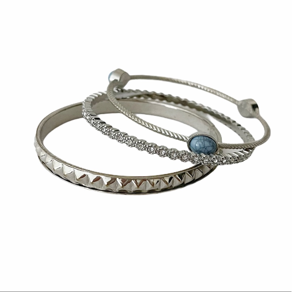 Silver plated bangles, stone and crystal details